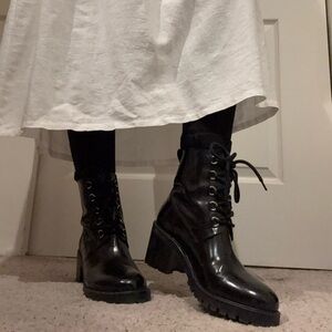 MAJE Glossy Leather Combat Boot